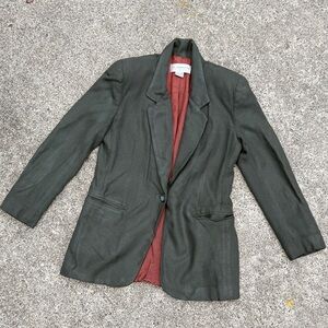 Vintage Liz Claiborne Blazer In Gorgeous Olive Green Color - Size 8